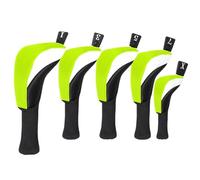 Golf Club Head Cover Set, Nylon Composite Breathable Mesh Fabric - 5 Pieces Hybrid Dustproof Protective Covers, Anti-Slip Wood Club Covers with Number Labels for Driver Fairway Woods Hybrids