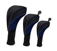 Golf Driver Headcover 3pcs Set, Compatible with 400cc Woods, Long Neck Protection, Cotton Blend- Azul
