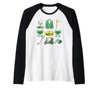 Golf Essentials Icon Art Golf Ball Carro Visera Torneo Golf Camiseta Manga Raglan