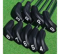 Golf Hybrid Iron Head Covers Right&Left Handed Clubs Headcovers 9Pcs (4-9,P,A,S) Long Neck fit for Cleveland Launcher Set,Cobra T-Rail,Wilson Lauch Pad Black/White PU Leather