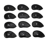 Golf Iron Club Covers Premium PU Leather Durable Hook and Loop Fastener Secure Fit for Golf Training and Competition Set of 12