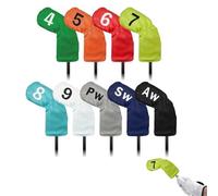 Golf Iron Covers - Juego de 9 cubiertas de hierro de golf de 7,48 x 2,95 x 1,18 pulgadas | Juego de 9 cubiertas de hierro para la cabeza de golf | Waterproof PU Protective Gôlf Club Headcovers | Head