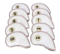 Golf Iron Head Cover, Durable PU Golf Head Protector Bag, Waterproof Scratch Resistant Sturdy Club Cover with Secure Fit for Men and Women Golfers, Set of 10 in White or Blue (Blanca)