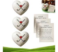 Golf Pocket Hug, Heart - Shaped Golf Ball Decor,Motivational Golfs Token with Message Card,Pocket Heart Cards - Golfs Theme Encouragement Decoration,for Adults Friend Coworker-3pcs