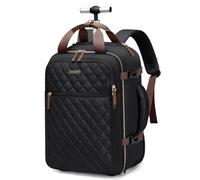 GOLF QUALITY Mochila con Ruedas para Portátil 17 Pulgadas, Mochila Grande para Hombre Mujer Antirrobo Impermeable con Ruedas Ocultables Puerto, Backpack Escolar Negocio Trabajo Diario Viaje, Negro
