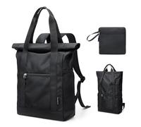 GOLF QUALITY Mochila pequeña para mujer, bonita mochila elegante para la universidad, trabajo, viajes, Negro-plegable, 21.9L, Mochilas Daypack