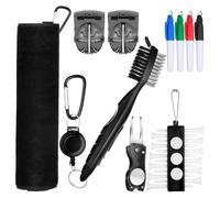 Golf Set | Golf Schläger Reinigung | Pflege Zubehör Set | Divot Tool Mit Bürste Teehalter Handtuch Training Platz Driving Range Anfänger Spieler