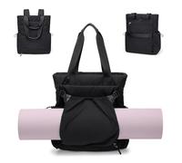 GOLF SUPAGS Mochila Convertible para Portátil de Mujer, Bolsa Yoga Esterilla Deportiva, Mochilas para Esterilla de Yoga, Bolsas de Deportiva Informal, para Trabaja, Viajes, Yoga y Fitness (Negro)
