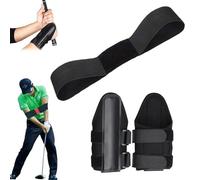 Golf Wrist Correction Trainer & Arm Band Set, 2025 Upgraded Golf Wrist Training Aid with Golf Swing Band,Golf Grip Trainer for Beginners Arm Posture Correcting (Black)