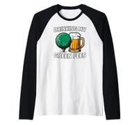 Golfer Drinking My Green Fees Beer Humor Camiseta Manga Raglan