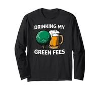 Golfer Drinking My Green Fees Beer Humor Manga Larga