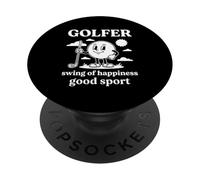 Golfista Swing De La Felicidad Buen Deporte Divertido Golf Amante Golfista PopSockets PopGrip Adhesivo