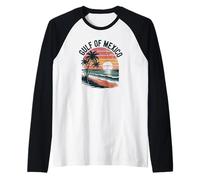 Golfo de México Atardecer - Retro Beach Paradise Graphic Camiseta Manga Raglan