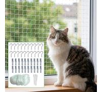 Golgner Red para gatos para balcón 10 x 3 m, red para gatos con alambre reforzado, red de balcón para gatos, red de protección de gatos de nailon con ganchos, accesorios transparentes, mordeduras