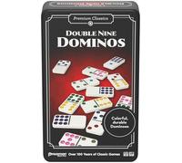 Goliath - Doble 9 Dominos, clásico Juego de Mesa Familiar para niños a Partir de 5 años, 55 fichas de dominó numeradas para 1 a 8 Jugadores, Caja de Viaje de Metal para Juegos de dominó