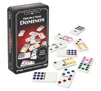 Goliath - Doble 9 Dominos, clásico Juego de Mesa Familiar para niños a Partir de 5 años, 55 fichas de dominó numeradas para 1 a 8 Jugadores, Caja de Viaje de Metal para Juegos de dominó