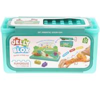 Goliath Jelly BLOX - Playground Store & Play Set | Juego de construcción sensorial 2+ | 30 Bloques Blandos y Coloridos con Personajes y Animales | Tapa-Tablero, Caja de almacenaje | Idea Regalo