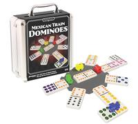 Goliath - Mexican Train Dominoes Metal Box - Juego de dominó para niños a Partir de 6 años - Juego de Mesa estratégico del Tren Mexicano - 1 a 8 Jugadores
