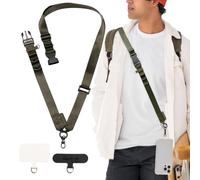 Golifyne 25mm Correa Ajustable Universal para Teléfonos | Compatible Fundas de Cobertura Completa con iPhone, Samsung, Huawei y Más | Crossbody con 2 Parches de Repuesto - Verde militar