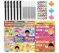 Golinkid Libros de práctica de escritura con ranuras mágicas para niños, 8 libros de práctica reutilizables para escritura a mano, libros de texto mágicos para edades de 3 a 10 años, con 6 bolígrafos