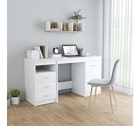 Goliraya Escritorio Moderno de Aglomerado Blanco con 3 Cajones,Escritorio Oficina Moderno,Escritorio Computer 140x50x76 cm