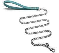 Goliton tamaño Mediano tamaño pequeño Mascota Perro Cadena Correa Plomo con Piel sintética Mango (Azul)