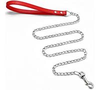 Goliton tamaño Mediano tamaño pequeño Mascota Perro Cadena Correa Plomo con Piel sintética Mango (Rojo)