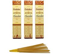 Goloka Varitas de Incienso Masala de sándalo, Aroma Chandan, 3 boites