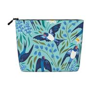 Golondrinas voladoras Flores de Primavera,Neceser de Maquillaje de imitación Lino, Neceser de Viaje portátil