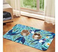 Golondrinas Voladoras Flores de Primavera,Tapete para Comida de Mascotas, manteles Individuales de Cuero sintético para Gatos y Perros,40x60cm