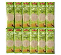 GOLOSIN 12 Esterillas para Sushi. Bambu Natural. Medidas 24 x 24 cm.