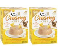 Golosina para Gatos Catit Creamy Cups, Pollo con Piña, 4x25g (Paquete de 2)