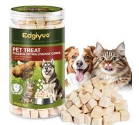 Golosinas deshidratadas de Pollo liofilizado para Gatos y Perros, pechuga de Pollo Natural de Alto Contenido proteico, masticables para Gatos y Perros pequeños (150g)