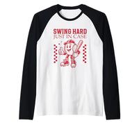 Golpea fuerte por si acaso te diviertes con el béisbol Camiseta Manga Raglan