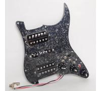 Golpeador cargado precableado para guitarra con división de bobina HSH Alnico 5 pastillas Humbucker, palanca mejorada para piezas de repuesto Fender Estados Unidos/México Stratocaster (perla negra)