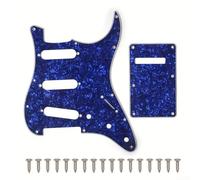Golpeador de guitarra, 11 agujeros con cubierta trasera multicolor azul perla púrpura para protección ST FD tipo SSS (azul)