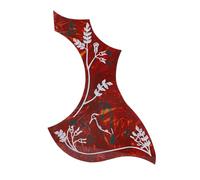 Golpeador de Guitarra Acústica Folclórica Roja con Diseño de Mariposa y Pájaro Floral Placa para Raspar, Protección, Durabilidad