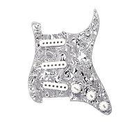 Golpeador De Guitarra Eléctrica SSS Pickguard Y Conjunto De Scratchplate Precableado Cargado SSS Blanco Y Negro (Color : BK white 17)