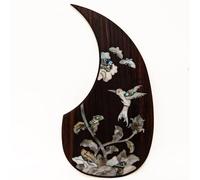 Golpeador de madera maciza para guitarra acústica de palisandro con incrustaciones de concha de abulón, adhesivo 3M para Martin D45 de 40-42 pulgadas para guitarra folk (E)