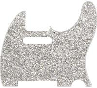 Golpeador híbrido de vidrio/purpurina Telecaster S/S, plateado brillante