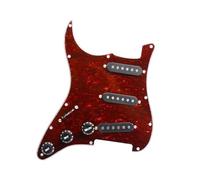 golpeador humbucker 5 Pickguard ST precableados 3 pastillas de bobina simple Pickguard de guitarra eléctrica cargado - Pastilla blanca y negra(Red turtle shell)