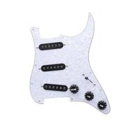 golpeador humbucker Golpeador para guitarra eléctrica cargado con 2 pastillas precableadas ST SSS y 3 pastillas de bobina simple con pastilla blanca y negra(White pearl w black)
