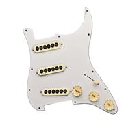 golpeador humbucker Golpeador ST precableado SSS 3 pastillas de bobina simple Golpeador de guitarra eléctrica con tornillos grandes ajustables(White Yellow pickup)