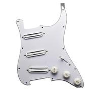 golpeador humbucker Kit de pastillas Pickguard precableadas para guitarra SSS Loaded pastillas humbucker de doble riel Hot Rail conjunto de placa de protección contra arañazos(White)