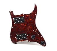 golpeador humbucker Panel de pastillas para guitarra eléctrica ST SQ HH Golpeador de guitarra eléctrica Cubierta frontal Conjunto de cableado Color perlado(Red tortoise panel-black pickup)