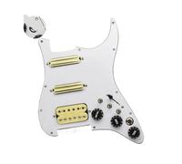 golpeador humbucker Pastilla de doble bobina para guitarra eléctrica con cableado de corte simple precableado y cargado conjunto de placa protectora para golpeador de guitarra SSH(White)