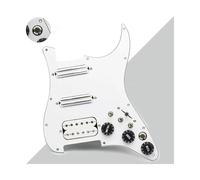 golpeador humbucker Pastilla de doble bobina para guitarra eléctrica con cableado de corte simple precableado y cargado conjunto de placa protectora para golpeador de guitarra SSH(White with White)
