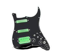 golpeador humbucker Pastilla de doble bobina para guitarra eléctrica con cableado de corte simple precableado y cargado conjunto de placa protectora para golpeador de guitarra SSH(Black with Green)
