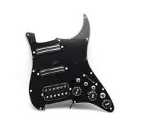 golpeador humbucker Pastilla de guitarra eléctrica SSH con cableado de corte simple golpeador precableado cargado conjunto de placa de protección para guitarra ST(With Switch BK-BK)