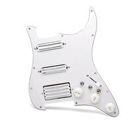 Golpeador Precableado Set Pastilla De Golpeador De Guitarra Eléctrica Mini Humbucker SSH, Placa Scratchplate Precableada Cargada De Alto Rendimiento, 2(White)